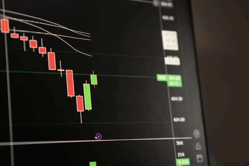 Candlestick price chart trending down