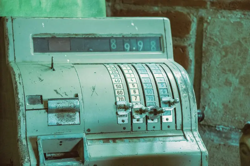 Vintage cash register with mechanical number keys