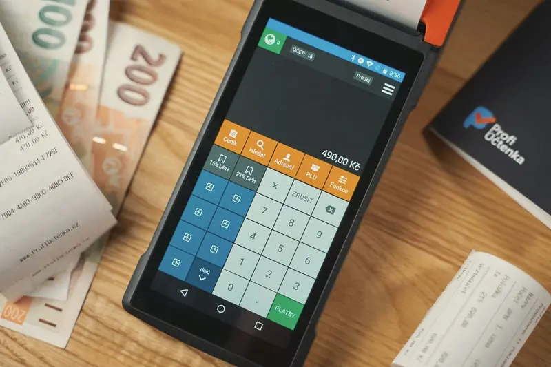 Card payment terminal with receipts and banknotes